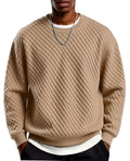 COOFANDY Khaki Large Men's Crewneck Sweatshirt – Long Sleeve Knit Pullover