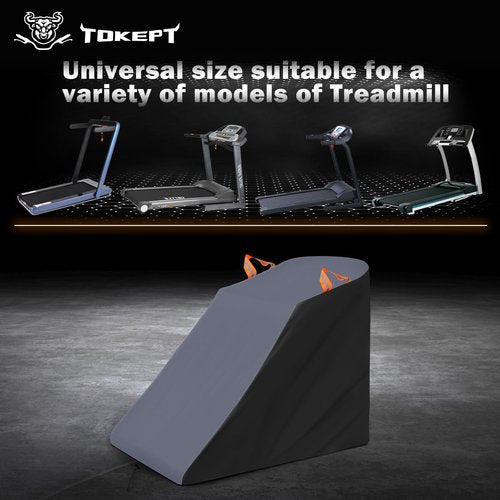 Tokept Treadmill Cover Waterproof Dustproof Running Machine Cover Exercise Workout Equipment Protective with Reflective Strips for Home Gym Indoor Outdoor (Black&Grey)
