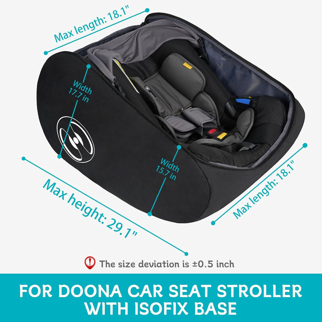 YOREPEK Padded Car Seat Travel Bag - Fits Doona Car Seat Stroller with Isofix Base | Lockable Zipper, Foldable Design