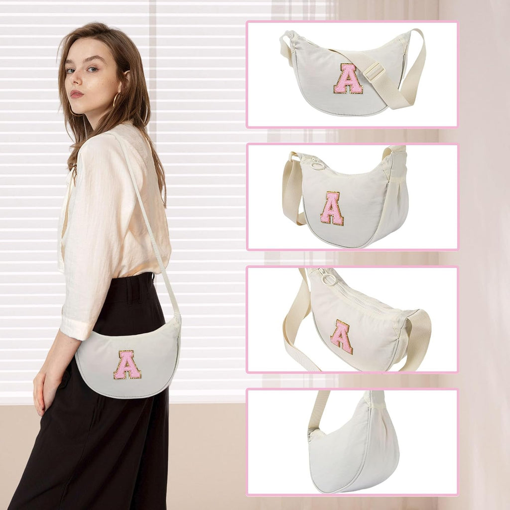 Regine Switzerland Initial Small Crescent Crossbody Bag - Cute & Trendy Birthday Gift for Women