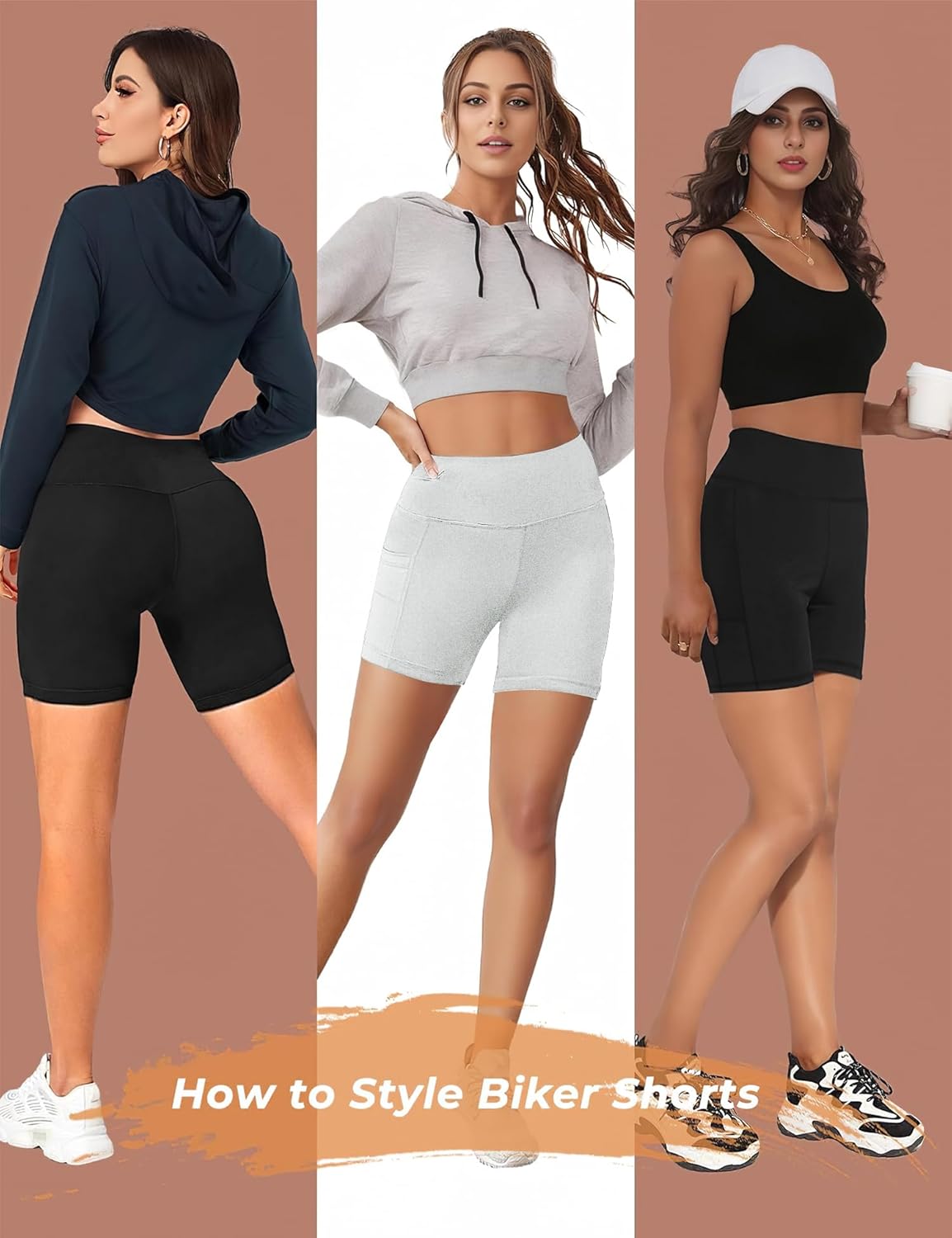 Skiennix Women's High-Waisted Biker Shorts - Tummy Control, Stretchy Spandex, Pockets | Ideal for Yoga & Gym