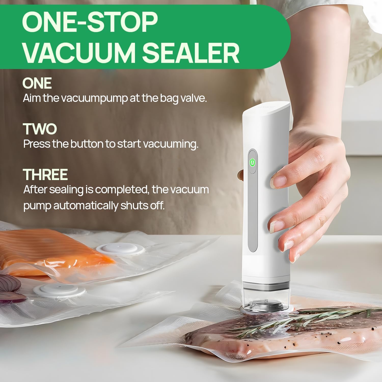 Skiennix Vacuum Sealer - Compact Handheld Food Preservation Machine | Portable with 30 Reusable Bags