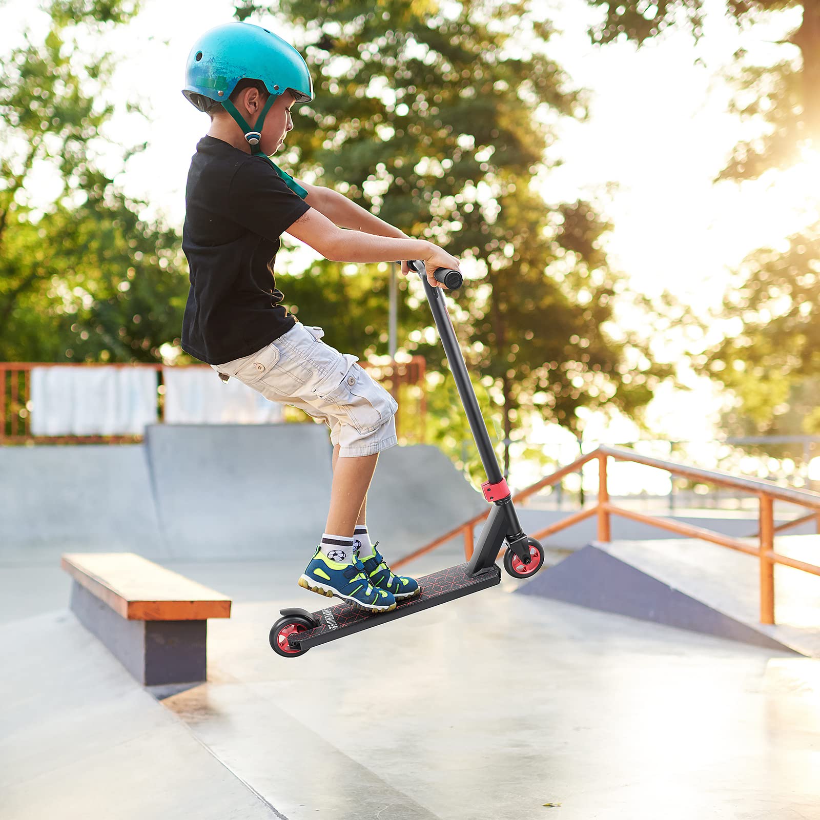 V2 Pro Trick Scooters, Stunt Scooter for Kids Ages 6-12 Years and Teens - Complete Beginner and Intermediate Freestyle BMX Scooter (Red)