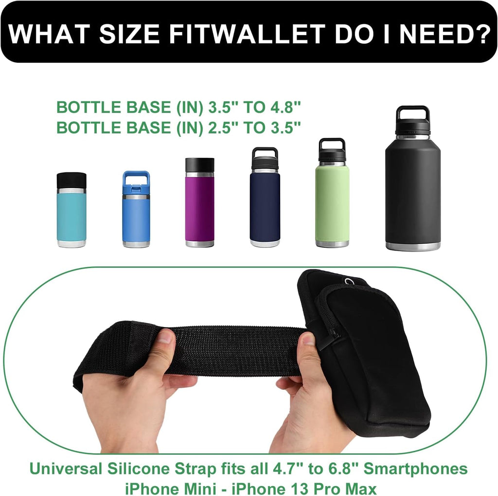 Skiennix Gym Water Bottle Pouch - Double Layer Holder for Cards, Keys & Phone | Ideal for Running & Sports