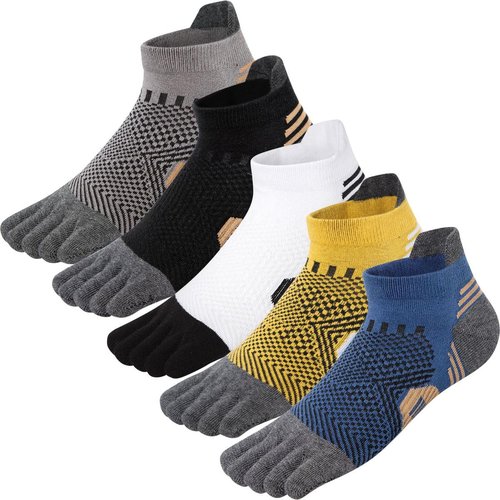 ABTRAV Men's Toe Socks Cotton Athletic Socks No Show Five Finger Sports Socks Arch Support Ankle Socks 6-9/9-12