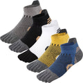 ABTRAV Men's Toe Socks Cotton Athletic Socks No Show Five Finger Sports Socks Arch Support Ankle Socks 6-9/9-12