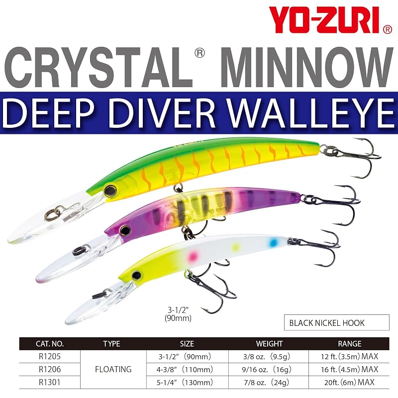 Duel Crystal Minnow Deep Diver Walleye Lure - 3/8oz Floating