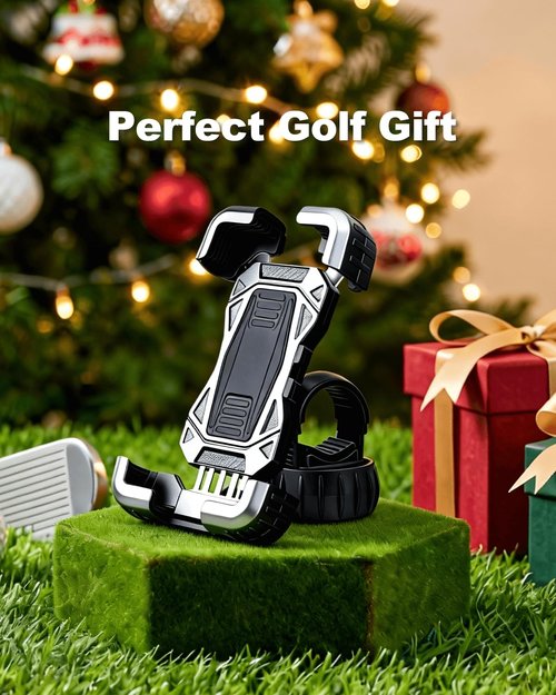 Golf Push Cart Phone Holder Silicone Protection 360° Rotatable Phone Mount Compatible with Clicgear, Sun Mountain, Caddytek, Rovic, Caddy, Bag Boy, Golf Push Cart Accessories for Cell Phones
