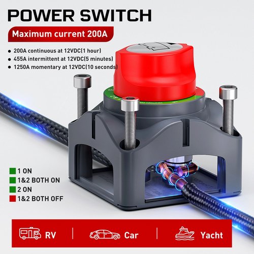 Nilight Battery Switch - 12V-48V Master Cutoff Switch for Marine, RV, Car & ATV | Waterproof Heavy Duty Isolator