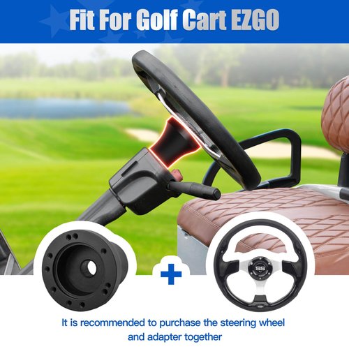 NOKINS EZGO Golf Cart Steering Wheel Adapter, EZGO Steering Wheel Adapter for EZGO TXT and EZGO RXV Models Wheel (Black)
