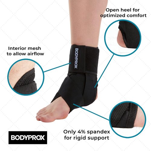 Bodyprox Ankle Brace - Lace-Up Support for Sprained Ankles | Adjustable Size for Men & Women