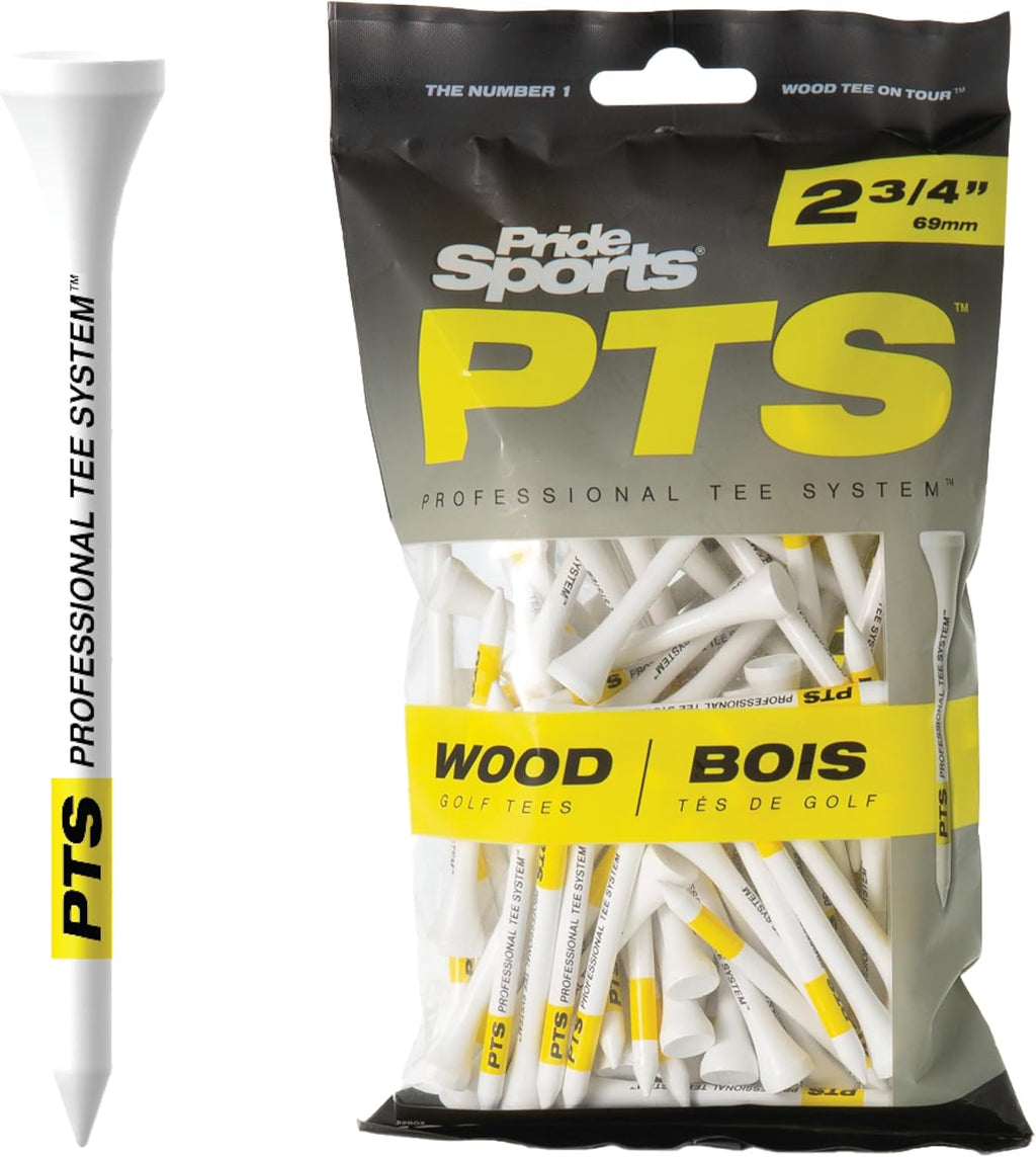 PrideSports PTS Wood Golf Tees - 100 Count, 2-3/4 Inch | Top-Rated Wood Tee for Drivers & Woods