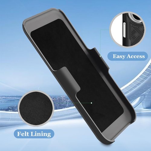 Fingic iPhone 17 Case - Slim Shockproof Holster with Kickstand | Rugged Black Full Body Protection