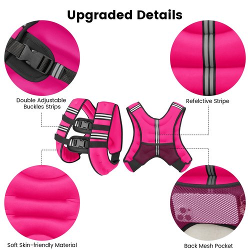 6lb/8lb/12lb/16lb/20Lb Weighted Vest Woman Men with Reflective Stripe, Chest Size Adjustable Strength Training Weight Vest for Walk Running Jogging