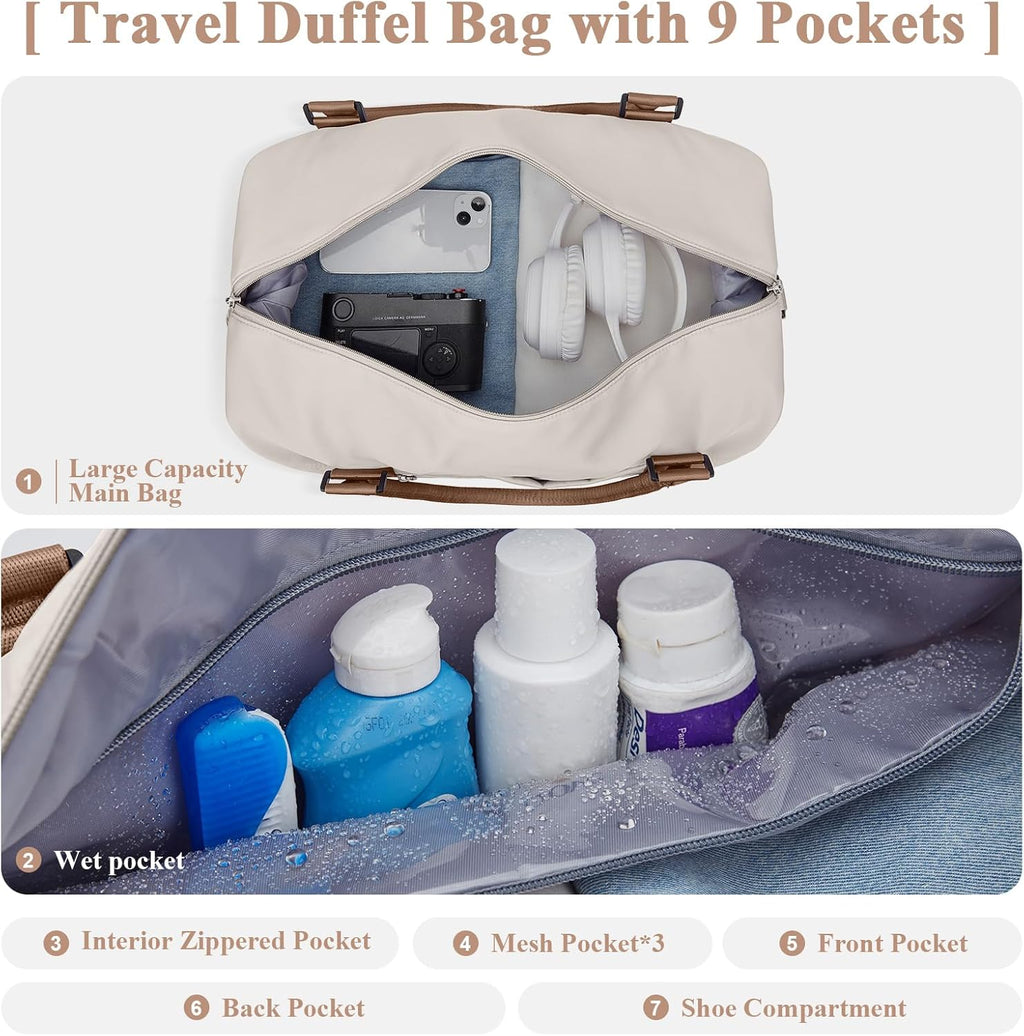 Skiennix Travel Duffel Bag - Shoes Compartment & Carry-On Design | Perfect for Weekend Getaways 18x14x8