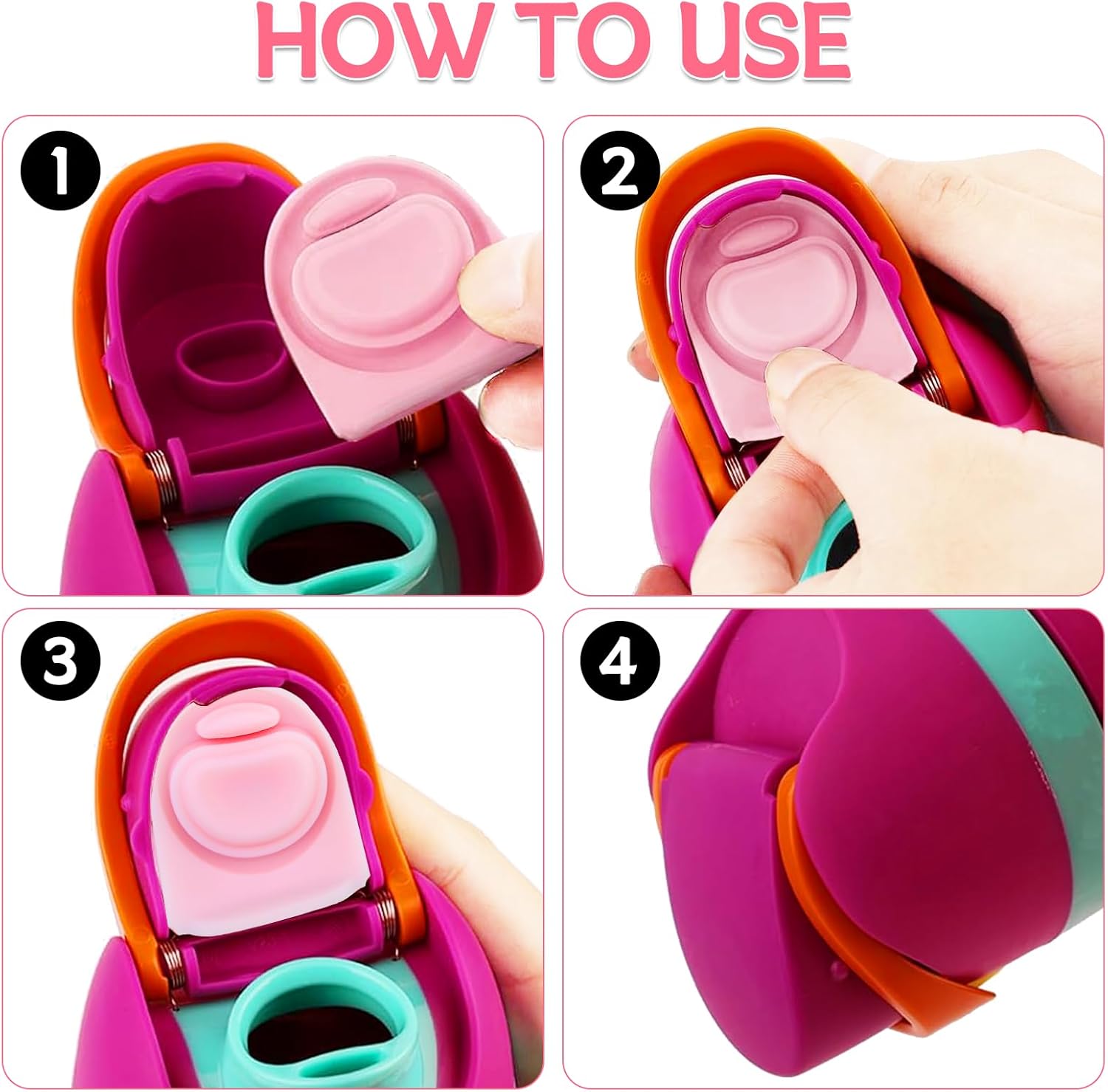 Owala Replacement Stopper Set - 4 Silicone Gaskets for 16/19/24/32/40oz Water Bottles | Pink
