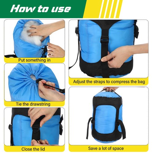 GliCraft 5 Pcs 5L/10L/15L/20L/35L Camping Sleeping Bag Compression Sacks for Backpacking Water Resistant Sleeping Bag Stuff Sack Space Saving Storage Sack for Hiking Gear(Classic Colors)