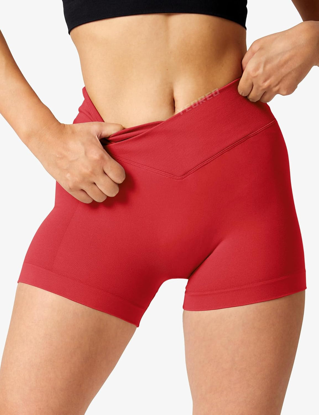 YEOREO Workout Shorts for Women - 3.5" Seamless V-Cross Waist Design | Scrunch Butt Style