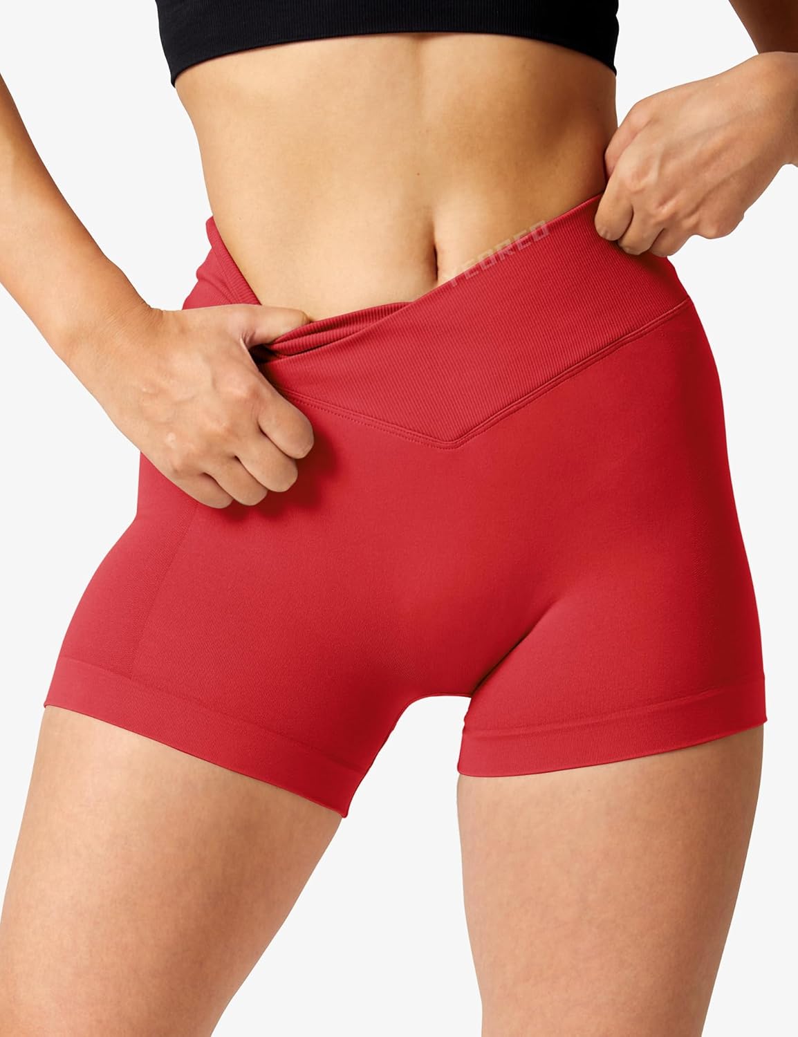 YEOREO Workout Shorts for Women - 3.5" Seamless V-Cross Waist Design | Scrunch Butt Style