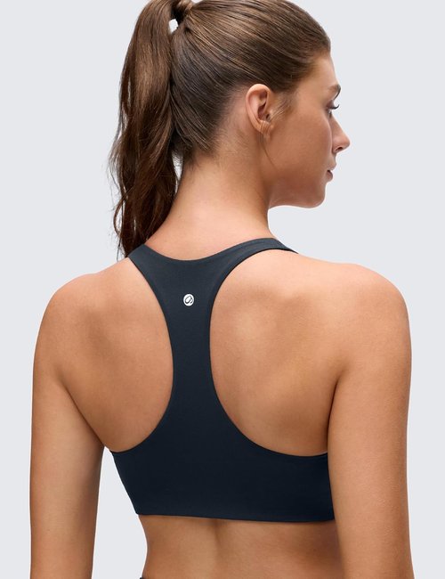 CRZ YOGA Butterluxe Sports Bra - Supportive V-Neck Padded Wireless Yoga Crop Top for Women