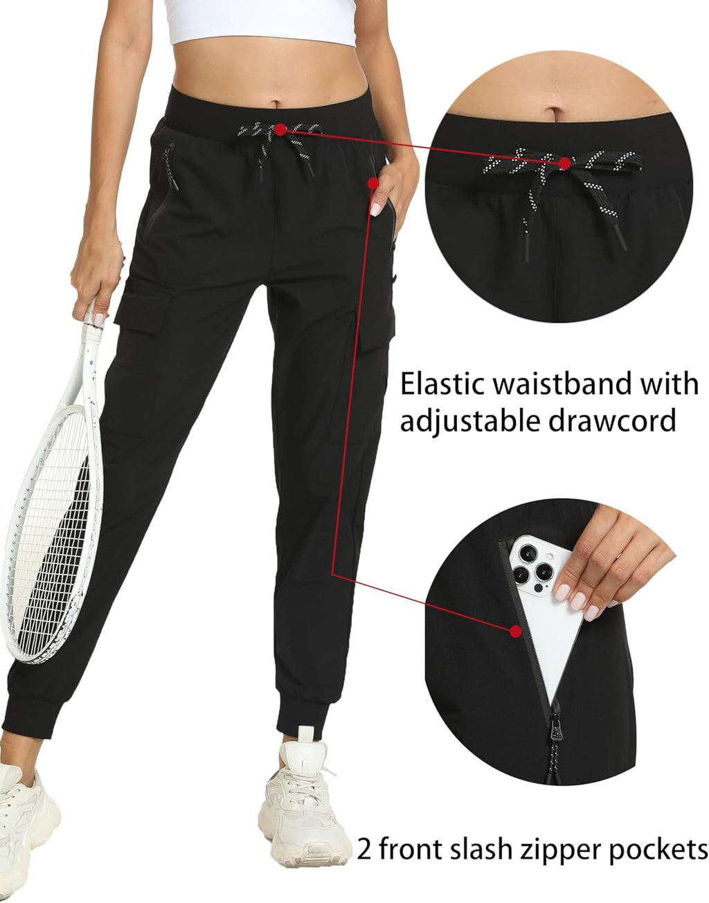Skiennix Women's Joggers - Lightweight Quick-Dry Cargo Pants for Hiking & Running | Athletic Casual Wear