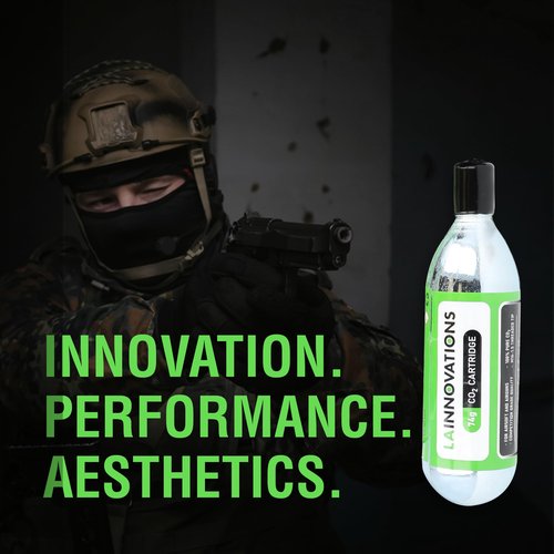LA Innovations 74g CO2 Cartridges for Airsoft/Airgun (2), Silver