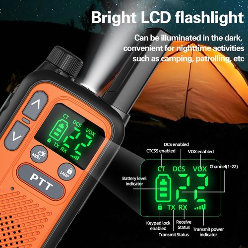 Walkie Talkies Long Range for Adults,Rechargeable Walkie Talkies 22 FRS NOAA Family Walky Talky Two Way Radio Walkie Talkie 1500mAh Battery VOX Flashlight Type-C Charger for Camping Hiking,6Pack