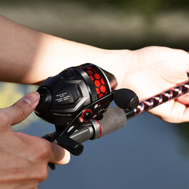 KastKing Brutus Spincast Fishing Reel - 4.0:1 Gear, Reversible Handle, Pre-Spooled Model 30+30