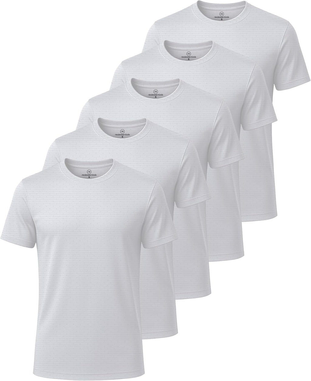 Real Essentials Men's Breeze Tech Crew Neck Workout T-Shirts - 5 Pack, Moisture-Wicking Athletic Shirts (Big & Tall)