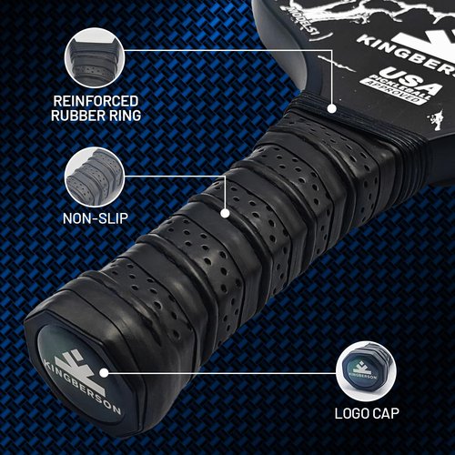 Kingberson Carbon Fiber Pickleball Paddle, High Spin & Control, Pro Pickleball Paddle - Pickleball Set with 1 Pickle Ball Racket, 1 Waterproof Carry Bag and 8 Overgrip Wraps