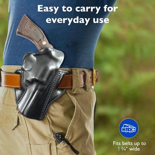 DeSantis Speed Scabbard Holster - OWB Holster for Men and Women, Leather Pistol Holster, Compatible with S&W Governor 2 3/4" - Right Hand Draw, Black