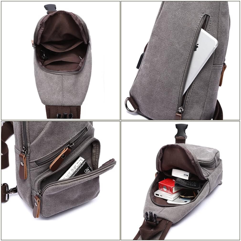 Skiennix Canvas Sling Bag - Versatile Crossbody Backpack for Outdoor Activities | Black