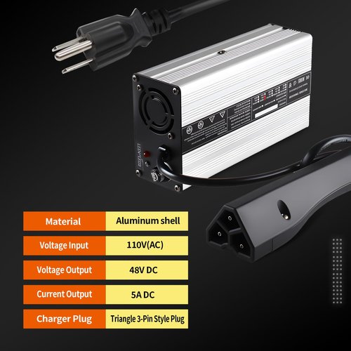Aspaton 48V Golf Cart Charger with Triangle 3-Pin Style Plug Compatible with RXV DS TXT Club Cart