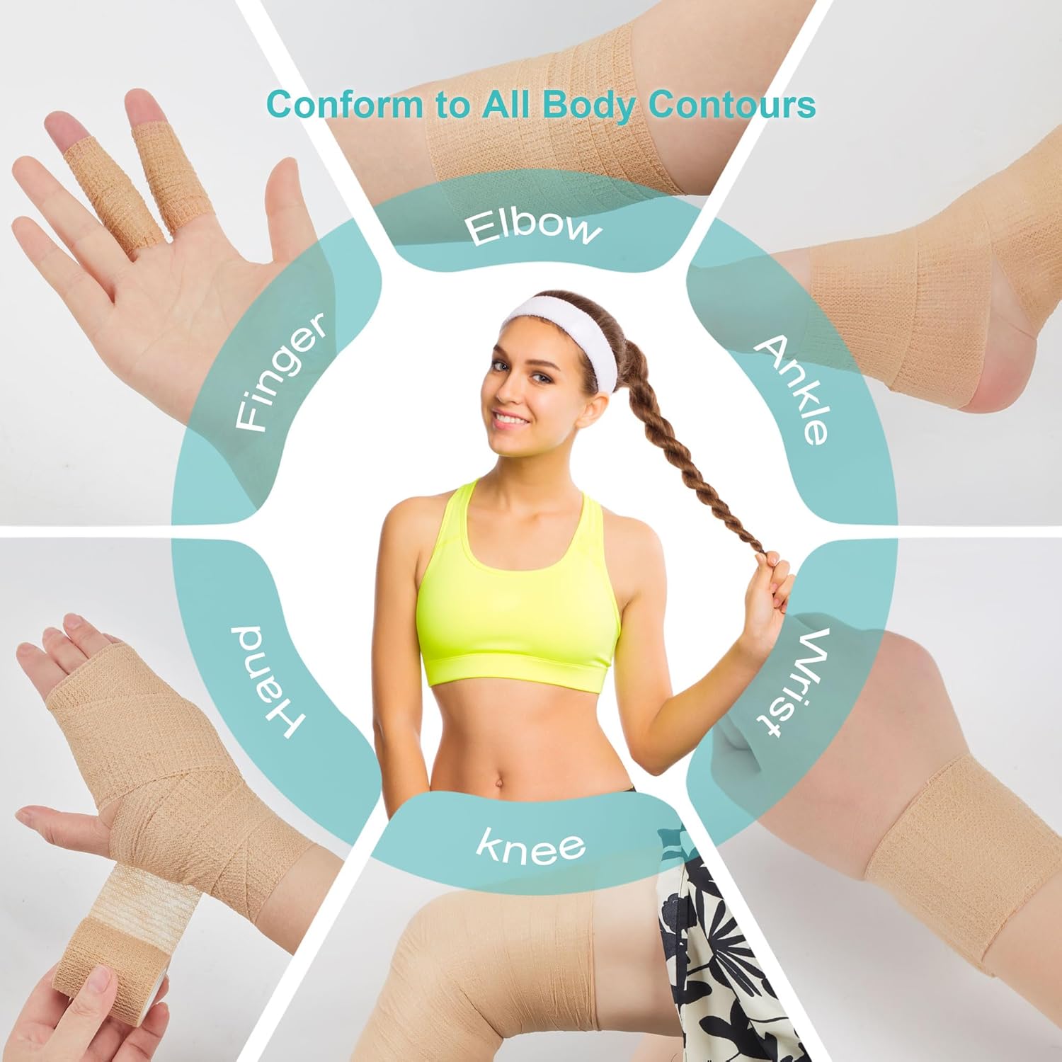 Skiennix Self-Adhesive Bandage Wraps - 6 Pack, 2” x 5 Yards, Skin Color, Perfect for Sports & Injury Support