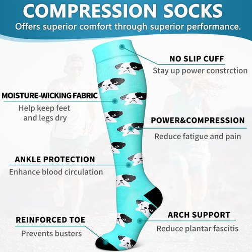 Bluemaple Copper Compression Socks - 6 Pack for Men & Women | Best Support for Circulation, Running & Nursing