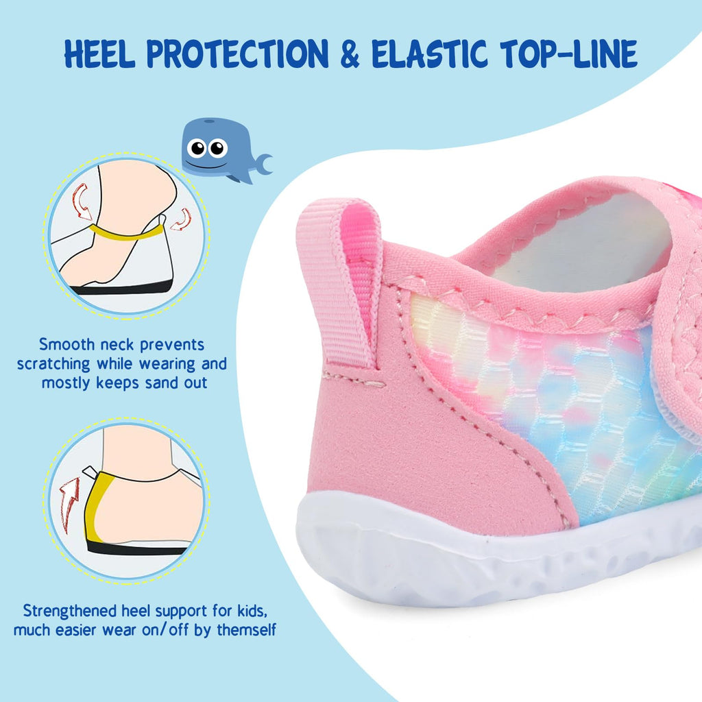 LeIsfIt Kids Water Shoes Toddler Girls Boys Swim Shoes Outdoor Quick-Dry Breathable Aqua Socks for Beach Pool Surf, Tiedye, 12 Little Kid