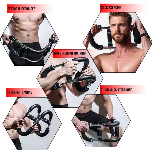 Professional Twister Arm Trainer - Durable Chest Workout Equipment for Men, Adjustable U-Shaped Spring Arm Bar for Home Gym Fitness Training (Light Blue)