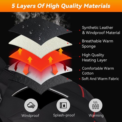 Hompres Heated Gloves, 11.1V Rechargeable Heating Gloves for Men Women, 4 Heating Levels, PU Leather & Wrist Leash, Touchscreen, Winter Gift for Outdoor Work, Skiing, Hunting, Cycling, Christmas