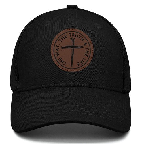 Christian Cross Trucker Hat for Men and Women Christian Religious Leather Patch Adjustable Baseball Cap Gifts