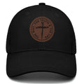 Christian Cross Trucker Hat for Men and Women Christian Religious Leather Patch Adjustable Baseball Cap Gifts