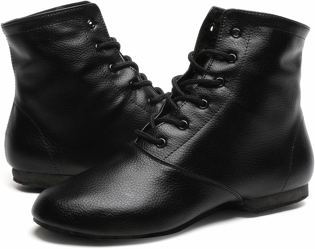 Skiennix Lace-Up Black Jazz Dance Boots - Stylish & Comfortable for Women & Girls