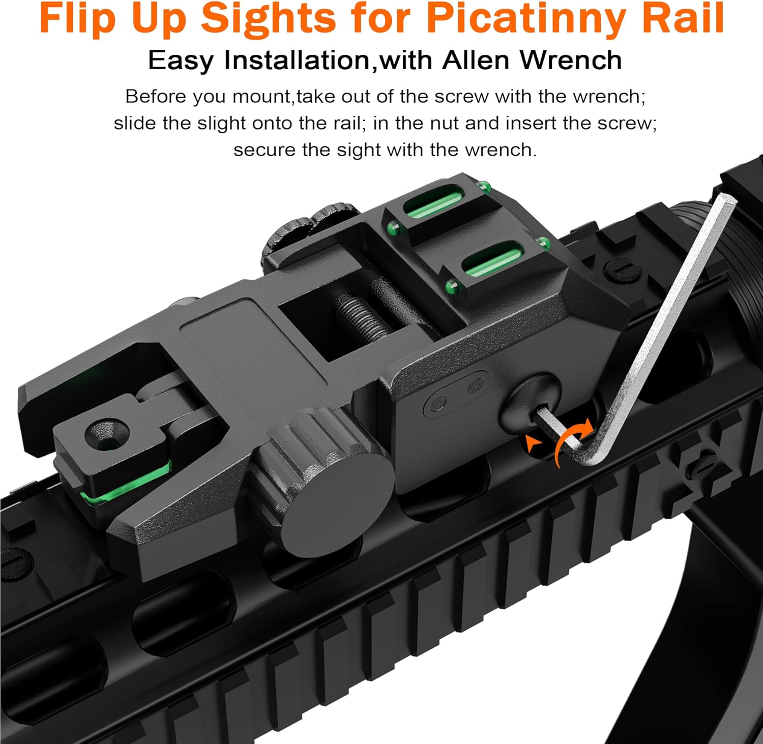 Skiennix Fiber Optic Sights - Adjustable Flip-Up Front & Rear Sights with Red/Green Dots | Tool-Free Setup
