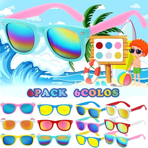 GoodUping Kids Sunglasses - UV Protection 6-Pack | Perfect Party Favors for Ages 3-6