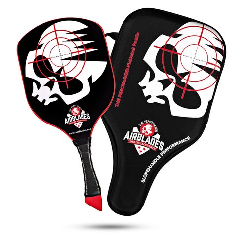 AirBlades Peacemaker Pickleball Paddle – USAPA Approved, T700 Carbon Fiber, Patented Slopehandle, Honeycomb Core, Friction Paint, Edgeless Design, Thermoformed, Deluxe Carry Case