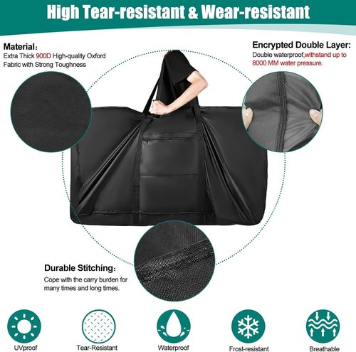 Bike Travel Bag, Upgraded Heavy Duty Waterproof 900D Mountain Bike Travel Bag, 55.11×10.23×31.49 inch Large Transport Bicycle Storage Bags for Airplane, 26-29 inch Bicycle Bags with Strong Webbing