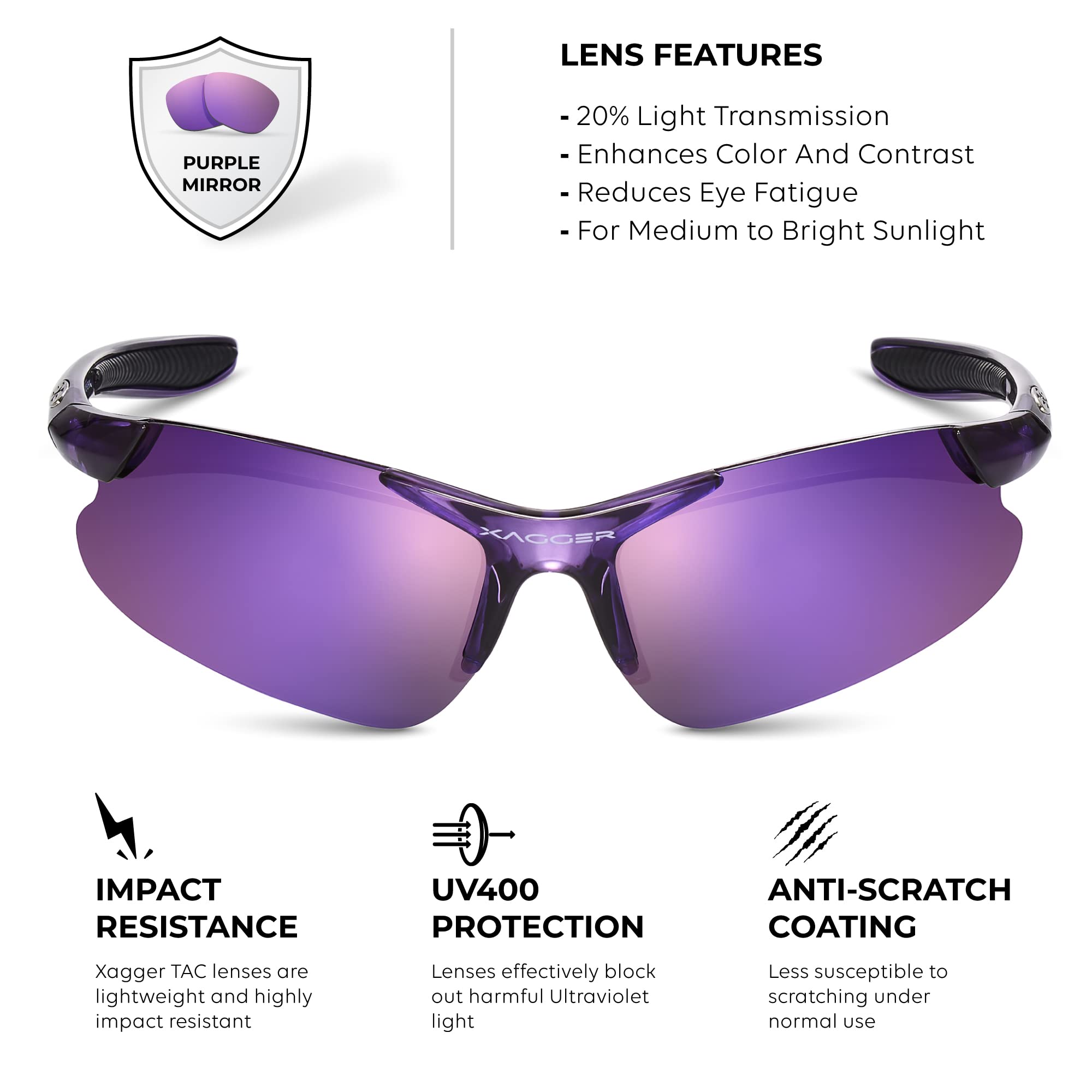 Xagger Kids Youth Polarized Sports Sunglasses for Boys Girls Baseball Softball Glasses TR90 Frame