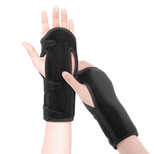 fibee Carpal Tunnel Wrist Brace 2 Pack Night Support, Adjustable Wrist Splint for Sleeping with Cushioned Beads, Hand Wrist Support for Carpal Tunnel Relief Fits Left Right Hands for Women Men, Black