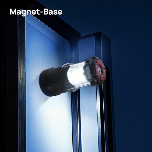 Consciot LED Camping Lantern - 2 Pack USB-C Rechargeable & Battery Powered | Emergency Light with Magnetic Base, Black