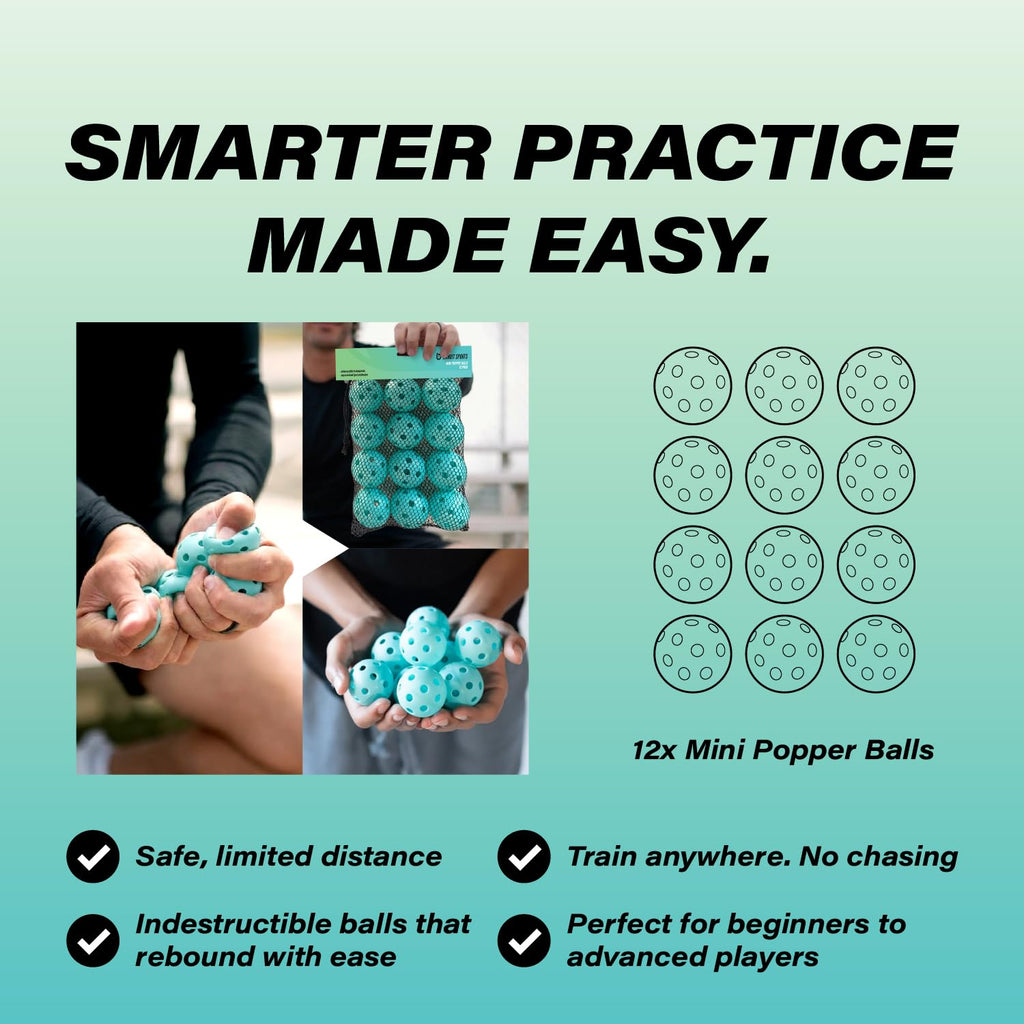 Bandit Sports Popper Plastic Baseballs, Made of Impact-Resistant and Rebounding Material, Perfect Practice Baseballs & Hitting Ball Training (12 Mini Baseball Training Balls, Mini Popper Balls)
