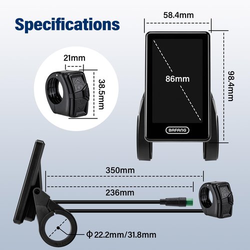 BAFANG 5 Pin Male Ebike Display for Bafang CAN Protocol Motors, Ebike Speedometer Bike Computer with 0-5 PAS, C020 (M620, M600, M560, M510, M420 mid Drive Motors), 36V-48V
